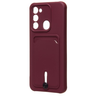 Чехол-накладка для Tecno Spark 8c (бордовый) - SC304 с картхолдером