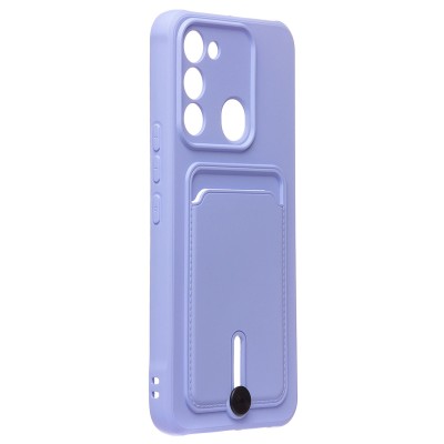 Чехол-накладка для Tecno Spark 8c (темно-фиолетовый) - SC304 с картхолдером