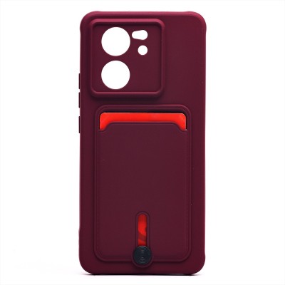 Чехол-накладка для Xiaomi 13T (бордовый) - SC304 с картхолдером