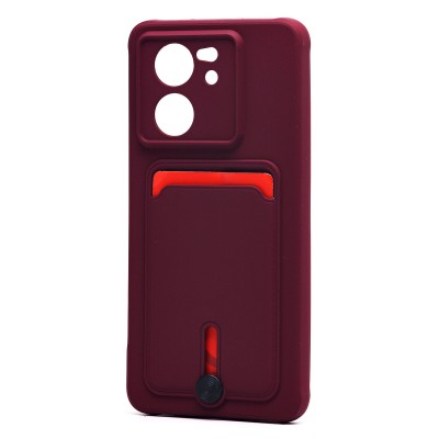 Чехол-накладка для Xiaomi 13T (бордовый) - SC304 с картхолдером