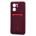 Чехол-накладка для Xiaomi 13T (бордовый) - SC304 с картхолдером