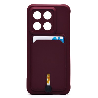 Чехол-накладка для Xiaomi 14 (бордовый) - SC304 с картхолдером