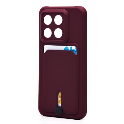 Чехол-накладка для Xiaomi 14 (бордовый) - SC304 с картхолдером