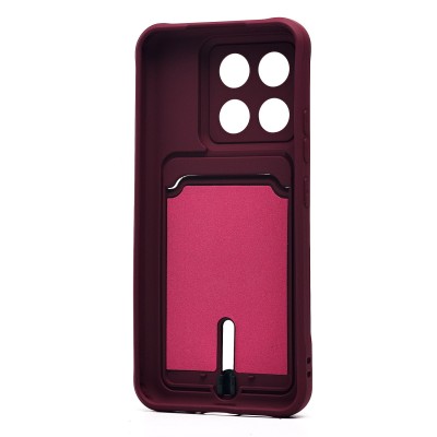 Чехол-накладка для Xiaomi 14 (бордовый) - SC304 с картхолдером