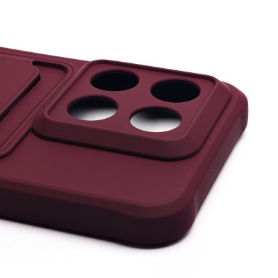 Чехол-накладка для Xiaomi 14 (бордовый) - SC304 с картхолдером