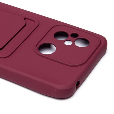 Чехол-накладка для Xiaomi Poco C55 (бордовый) - SC304 с картхолдером