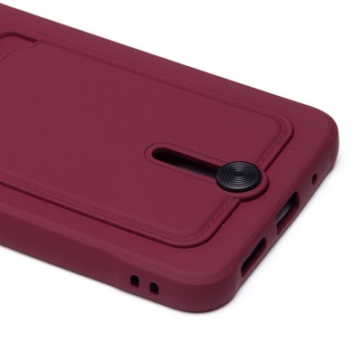 Чехол-накладка для Xiaomi Poco C55 (бордовый) - SC304 с картхолдером