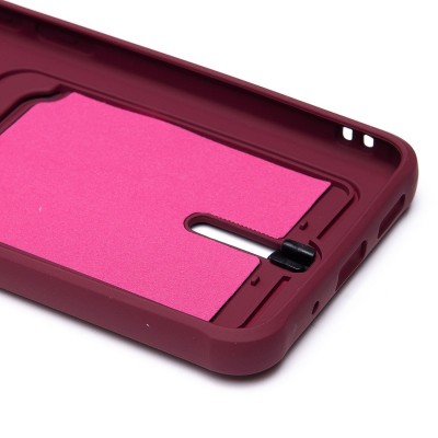 Чехол-накладка для Xiaomi Poco C55 (бордовый) - SC304 с картхолдером