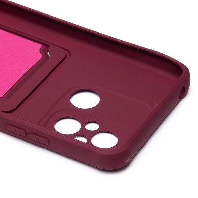 Чехол-накладка для Xiaomi Poco C55 (бордовый) - SC304 с картхолдером