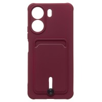 Чехол-накладка для Xiaomi Poco C65 (бордовый) - SC304 с картхолдером