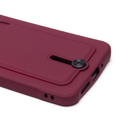 Чехол-накладка для Xiaomi Poco C65 (бордовый) - SC304 с картхолдером