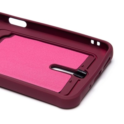 Чехол-накладка для Xiaomi Poco C65 (бордовый) - SC304 с картхолдером