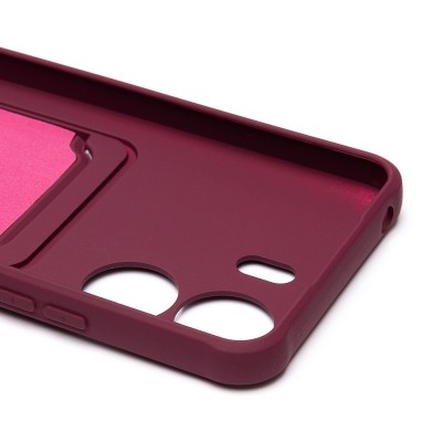 Чехол-накладка для Xiaomi Poco C65 (бордовый) - SC304 с картхолдером