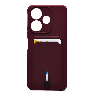 Чехол-накладка для Xiaomi Redmi 13 4G (бордовый) - SC304 с картхолдером
