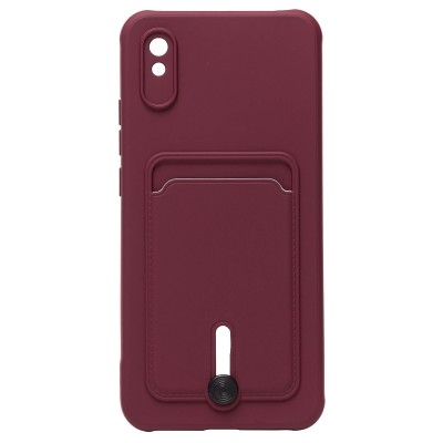 Чехол-накладка для Xiaomi Redmi 9A (бордовый) - SC304 с картхолдером