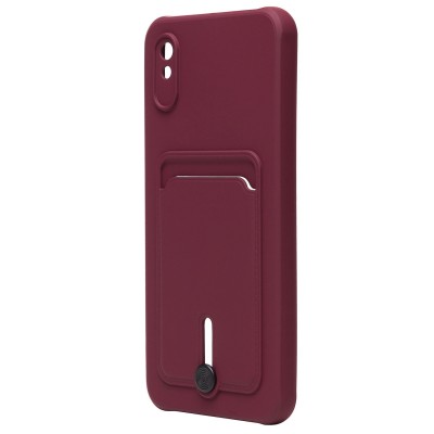 Чехол-накладка для Xiaomi Redmi 9A (бордовый) - SC304 с картхолдером