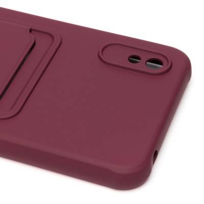 Чехол-накладка для Xiaomi Redmi 9A (бордовый) - SC304 с картхолдером