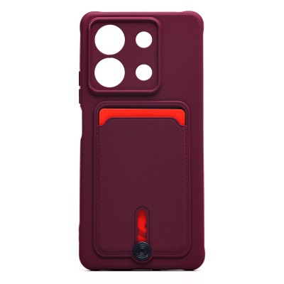 Чехол-накладка для Xiaomi Redmi Note 13 5G Global (бордовый) - SC304 с картхолдером