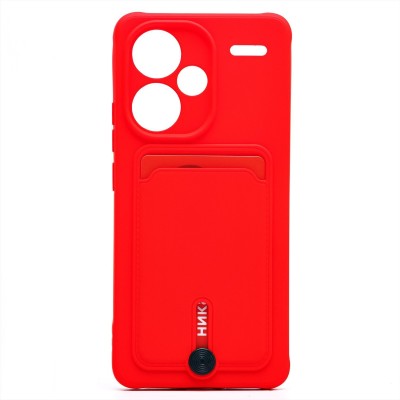Чехол-накладка для Xiaomi Redmi Note 13 Pro+ (красный) - SC304 с картхолдером