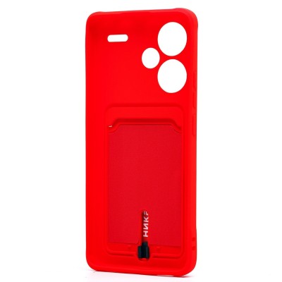 Чехол-накладка для Xiaomi Redmi Note 13 Pro+ (красный) - SC304 с картхолдером