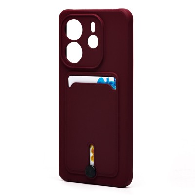 Чехол-накладка для Xiaomi Redmi Note 14 4G (бордовый) - SC304 с картхолдером