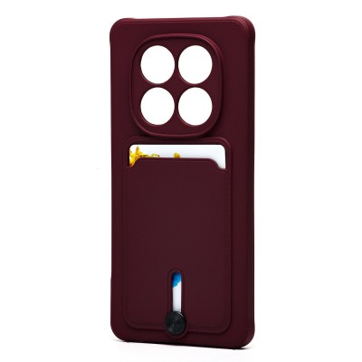 Чехол-накладка для Xiaomi Redmi Note 14 Pro 5G Global (бордовый) - SC304 с картхолдером