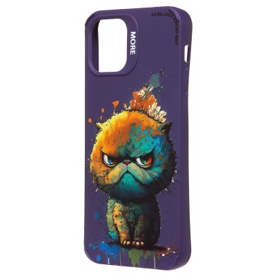 Чехол-накладка для Apple iPhone 12 (кот) (фиолетовый) - SC335