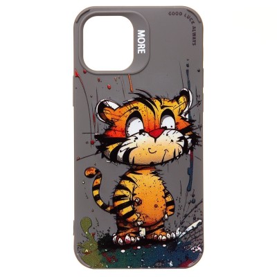 Чехол-накладка для Apple iPhone 12 (тигр) (серый) - SC335