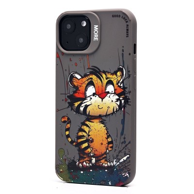 Чехол-накладка для Apple iPhone 13 (тигр) (серый) - SC335