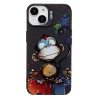 Чехол-накладка для Apple iPhone 14 (обезьяна) (черный) - SC335