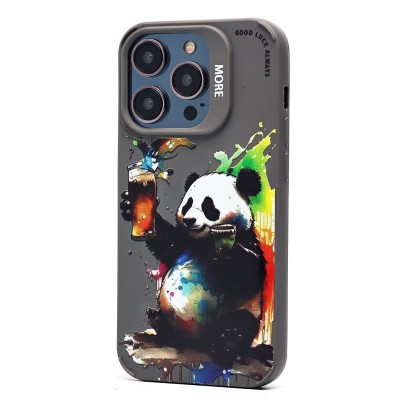 Чехол-накладка для Apple iPhone 14 Pro (панда) (серый) - SC335