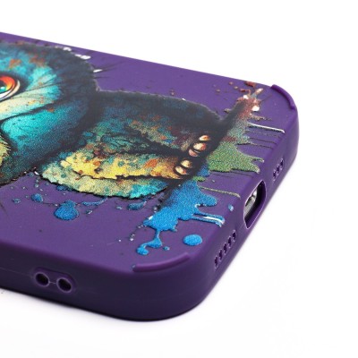 Чехол-накладка для Apple iPhone 14 (кот) (фиолетовый) - SC335