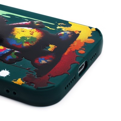 Чехол-накладка для Apple iPhone 15 Pro Max (медведь) (темно-зеленый) - SC335