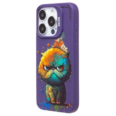 Чехол-накладка для Apple iPhone 15 Pro (кот) (фиолетовый) - SC335