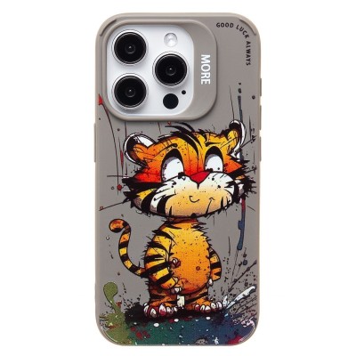 Чехол-накладка для Apple iPhone 15 Pro (тигр) (серый) - SC335