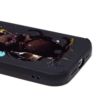 Чехол-накладка для Apple iPhone 15 Pro (черный кот) (черный) - SC335