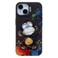 Чехол-накладка для Apple iPhone 15 (обезьяна) (черный) - SC335