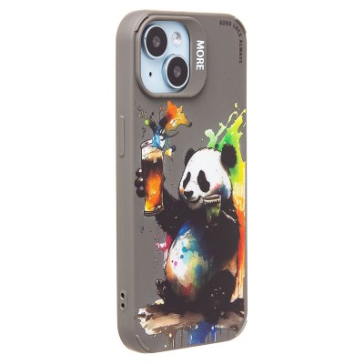 Чехол-накладка для Apple iPhone 15 (панда) (серый) - SC335