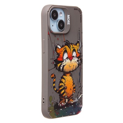 Чехол-накладка для Apple iPhone 15 (тигр) (серый) - SC335