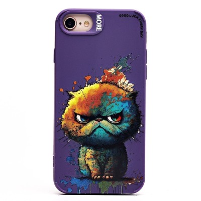 Чехол-накладка для Apple iPhone 8 (кот) (фиолетовый) - SC335 Чехол-накладка для Apple iPhone 8 (кот) (фиолетовый) - SC335