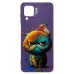 Чехол-накладка для Samsung Galaxy A12 (кот) (фиолетовый) - SC335
