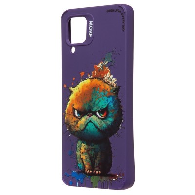 Чехол-накладка для Samsung Galaxy A12 (кот) (фиолетовый) - SC335
