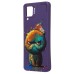 Чехол-накладка для Samsung Galaxy A12 (кот) (фиолетовый) - SC335