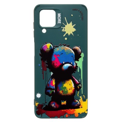 Чехол-накладка для Samsung Galaxy A12 (медведь) (темно-зеленый) - SC335