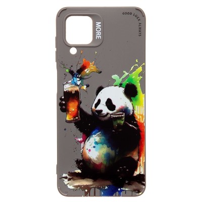 Чехол-накладка для Samsung Galaxy A12 (панда) (серый) - SC335