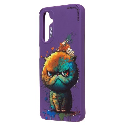Чехол-накладка для Samsung Galaxy A24 4G (кот) (фиолетовый) - SC335