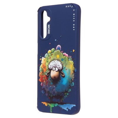 Чехол-накладка для Samsung Galaxy A24 4G (овечка) (темно-синий) - SC335