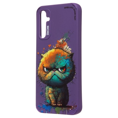 Чехол-накладка для Samsung Galaxy A34 (кот) (фиолетовый) - SC335