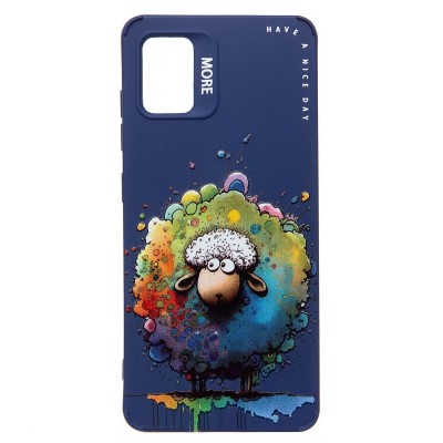 Чехол-накладка для Samsung Galaxy A51 4G (овечка) (темно-синий) - SC335