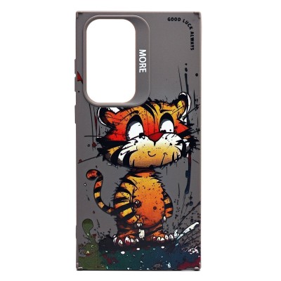 Чехол-накладка для Samsung Galaxy S23 Ultra (тигр) (серый) - SC335